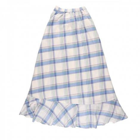 タータンチェック 裾フリルフレア スカート