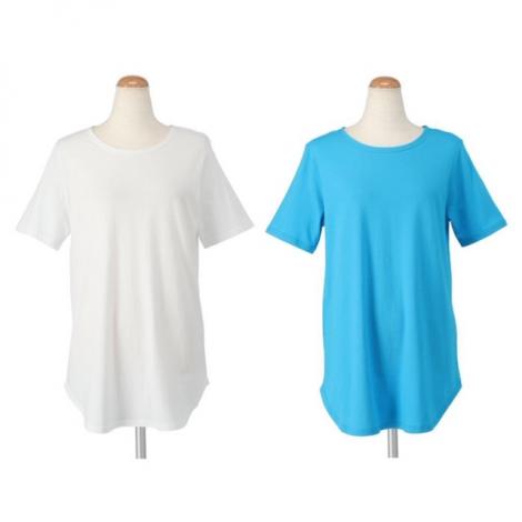 Ciel ロング レイヤードTシャツ 白+カラー 2枚セット