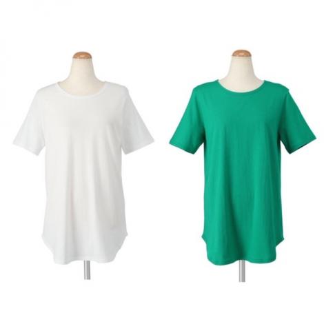 Ciel ロング レイヤードTシャツ 白+カラー 2枚セット